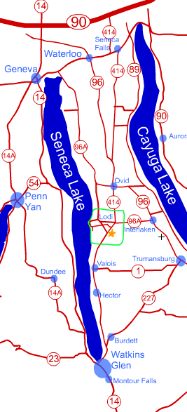 Seneca Lake Map to Cowlick Farm