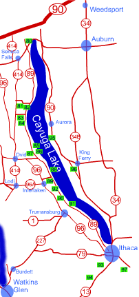 map of Cayuga Wine Trail