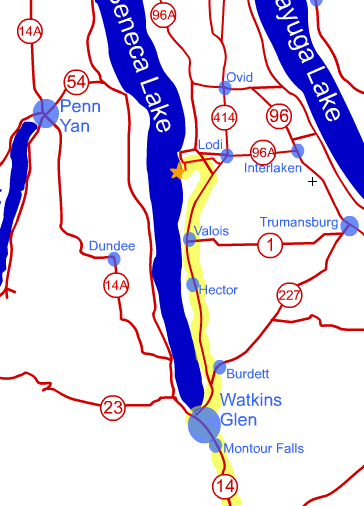 map with highlighted route from the Southwest